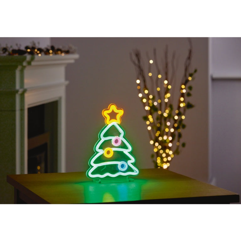 Premier Xmas Tree Table Top Lit Neon Sign 25cm