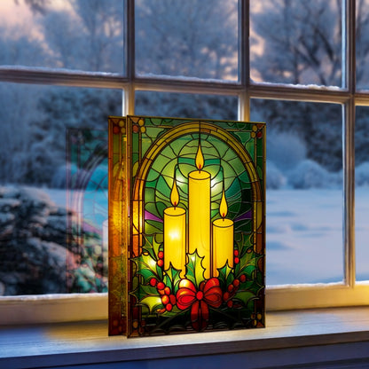 Premier Battery Operated Lit Glass Candles Table Top 50 Warm White LEDs 21x28