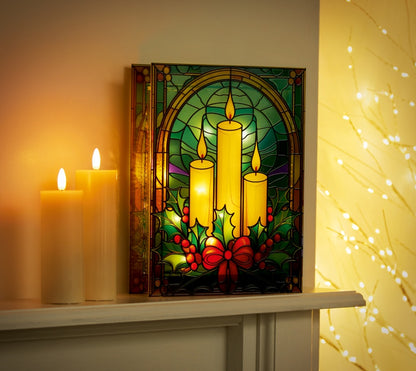 Premier Battery Operated Lit Glass Candles Table Top 50 Warm White LEDs 21x28
