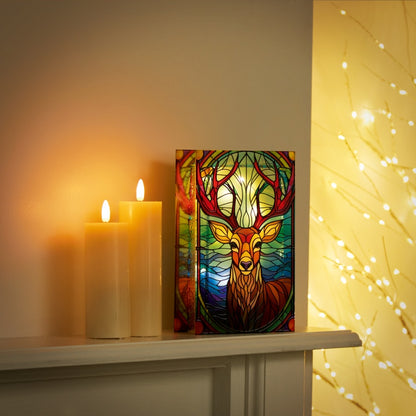Premier Battery Operated Lit Stag Glass Table Top 25 Warm White LEDs 21 x 13cm