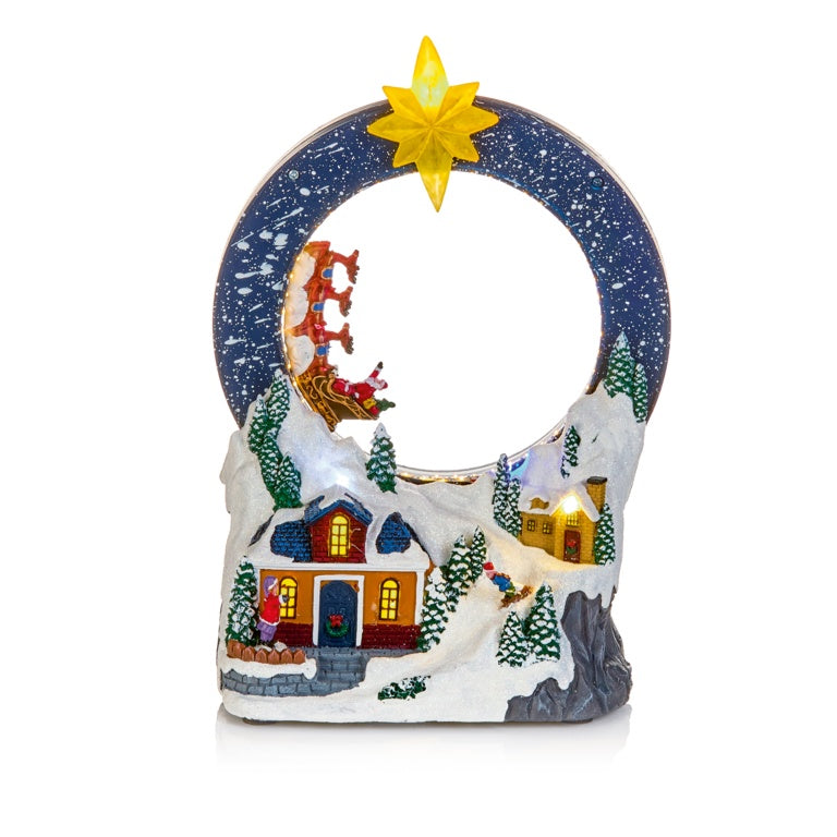 Premier Battery Operated Lit Village With Looping Santa Sleigh 29cm
