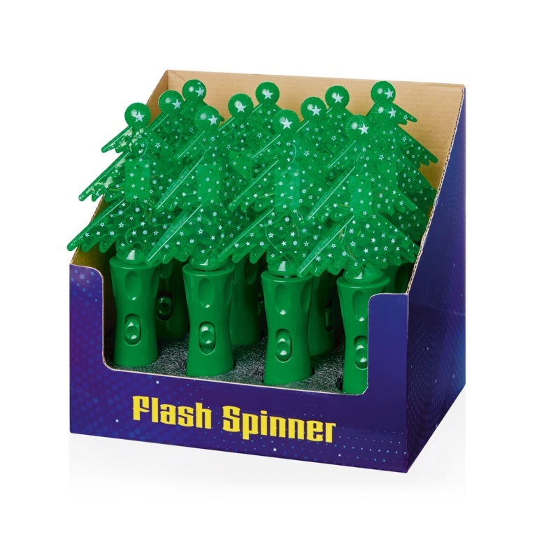 Premier Lit Battery Operated Xmas Tree Spinner 12 Piece Display Unit 25cm