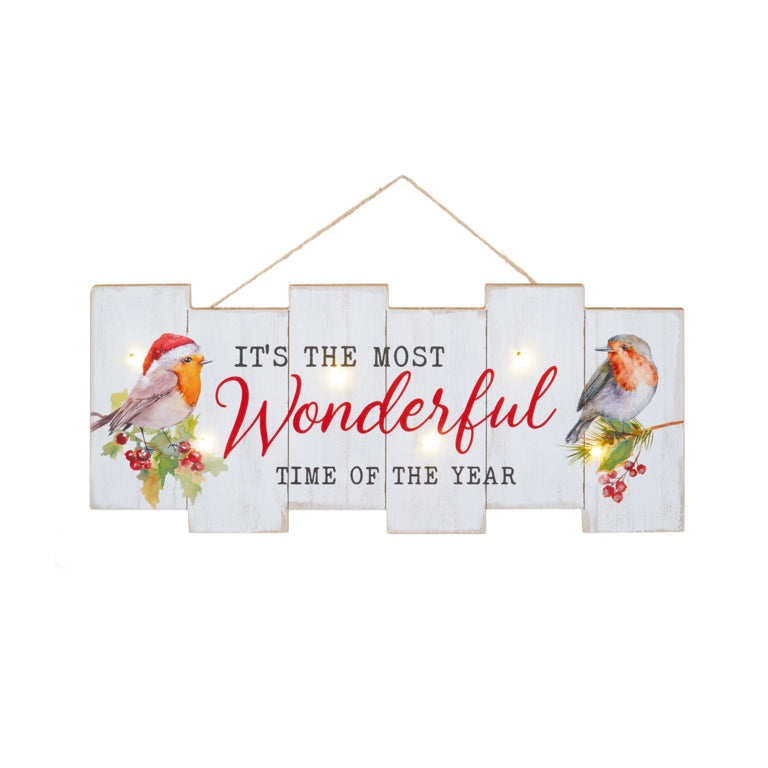 Premier Battery Operated Robin Scene Plaque 48 X 21cm