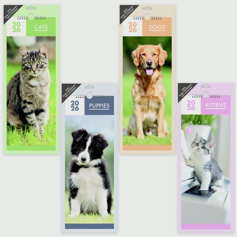 Ig Design Slim Calendar Cats & Dogs 4 Assorted Designs