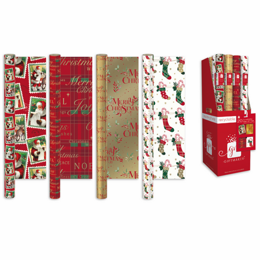 Ig Design Christmas Wrapping Paper 4m x 69cm Elegant Assorted