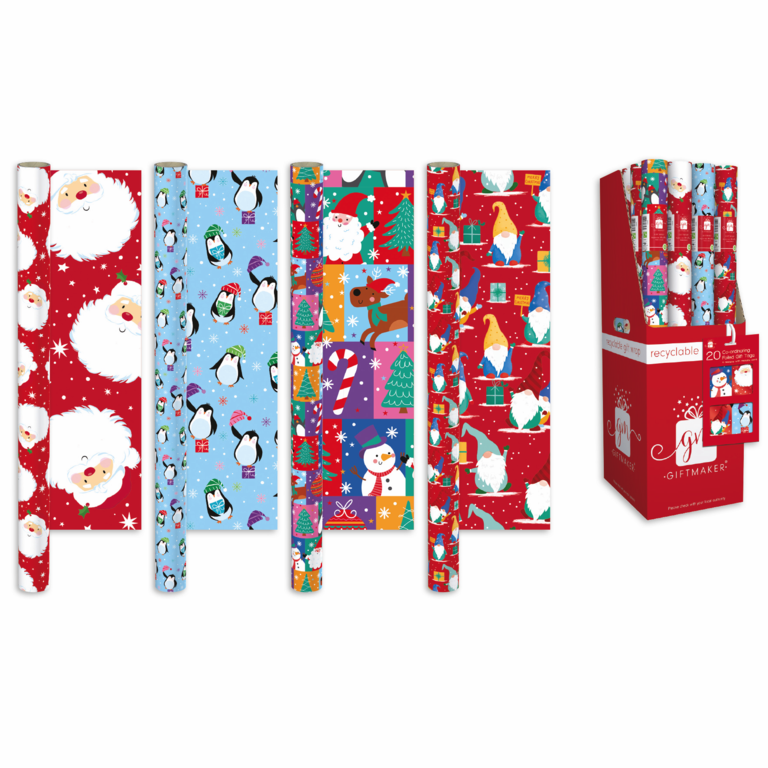 I G Design Christmas Wrapping Paper 4m x 69cm Santa & Friends