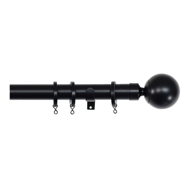 Jones Interiors Cosmos 28mm Metal Curtain Pole Kit Matt Black 240cm