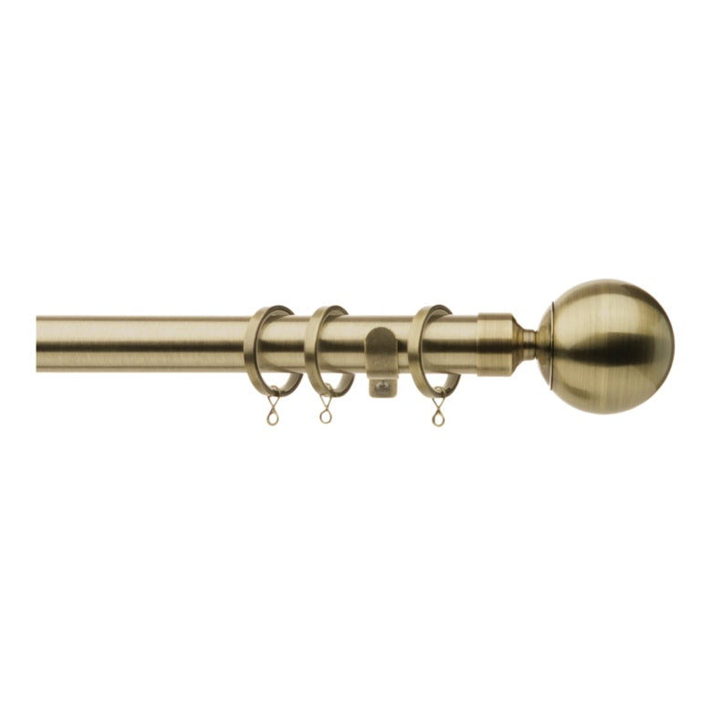 Jones Interiors Cosmos 28mm Metal Curtain Pole Kit Antique Brass 150cm