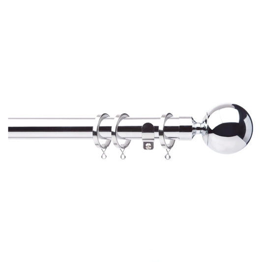 Jones Interiors Cosmos 28mm Metal Curtain Pole Kit Chrome 180cm