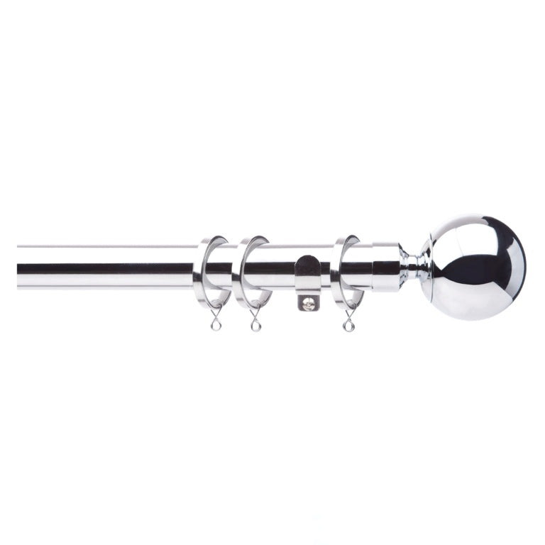 Jones Interiors Cosmos 28mm Metal Curtain Pole Kit Chrome 150cm