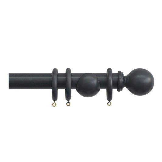 Jones Interiors Shore 35mm Wood Curtain Pole Kit Charcoal 240cm