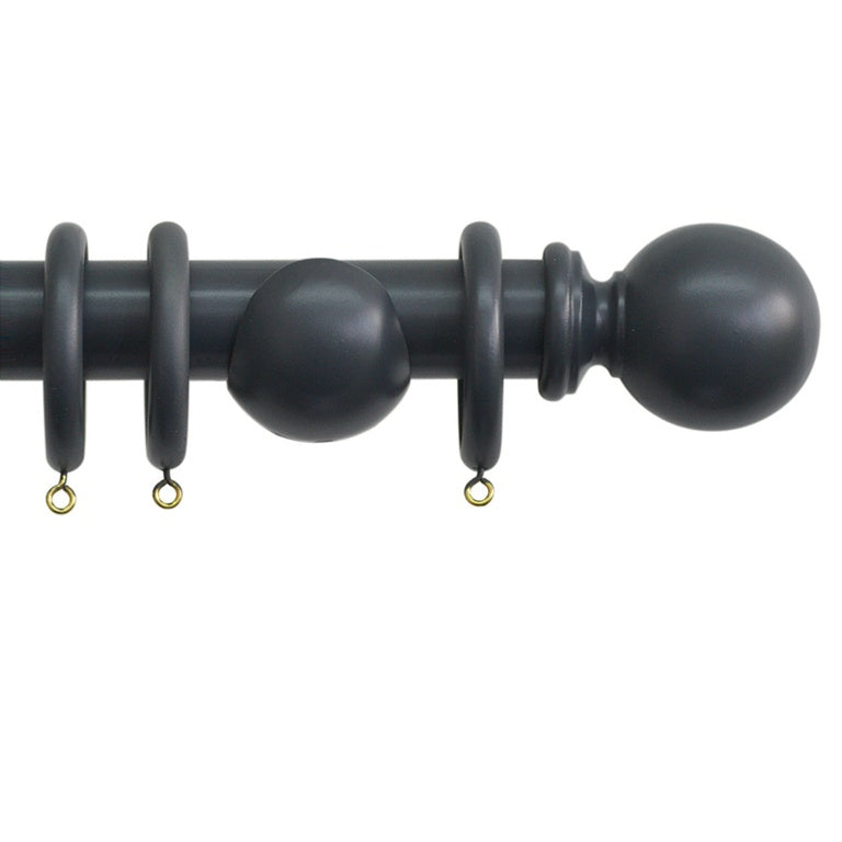 Jones Interiors Shore 35mm Wood Curtain Pole Kit Charcoal 180cm