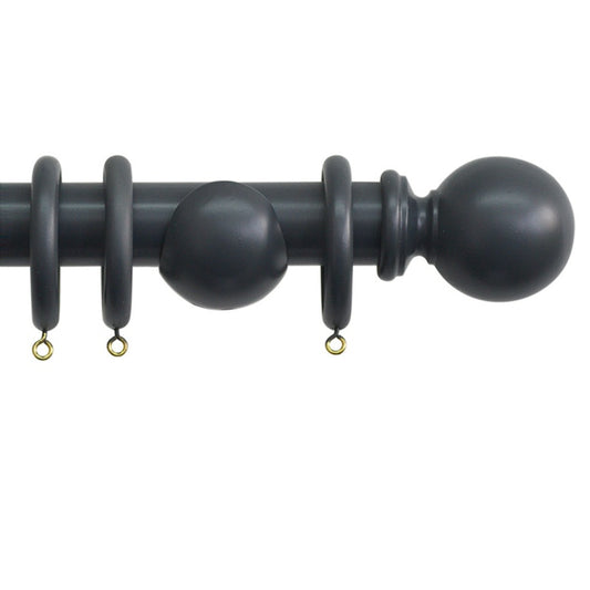 Jones Interiors Shore 35mm Wood Curtain Pole Kit Charcoal 180cm