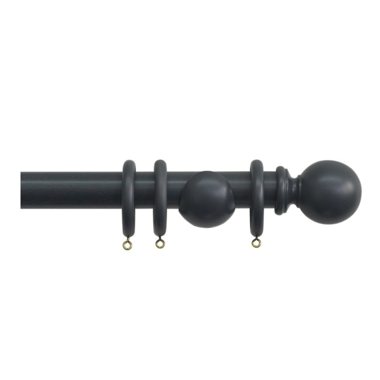 Jones Interiors Shore 35mm Wood Curtain Pole Kit Charcoal 150cm