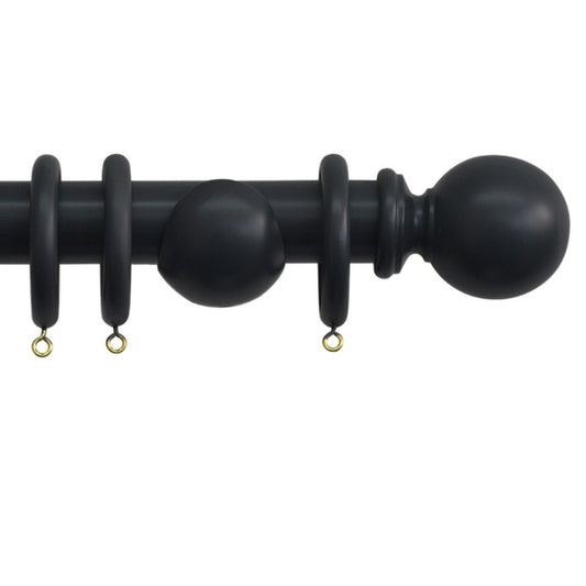Jones Interiors Shore 35mm Wood Curtain Pole Kit Black 180cm