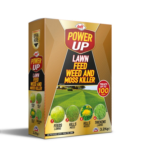 Power Up Lawn Feed, Weed & Mosskiller 3.2kg 100sqm