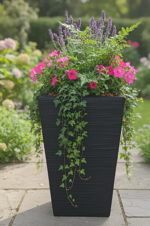 Strata Verona Graphite Tall Tapered Square Planter