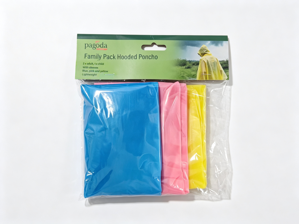 Pagoda Family Pack of Hooded Ponchos Pack 3