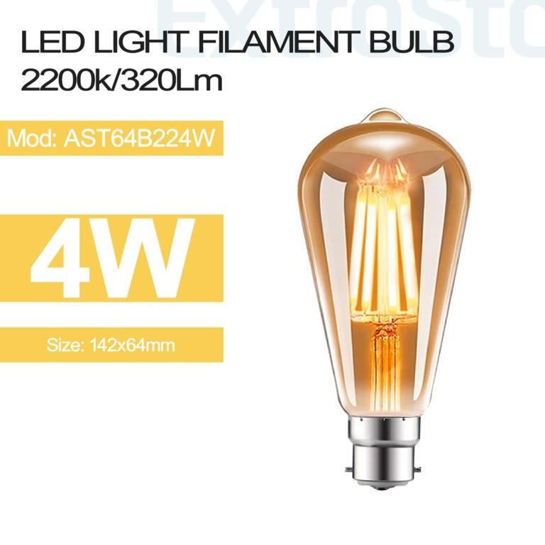 Extrastar 8w LED Filament Lamp GLS BC