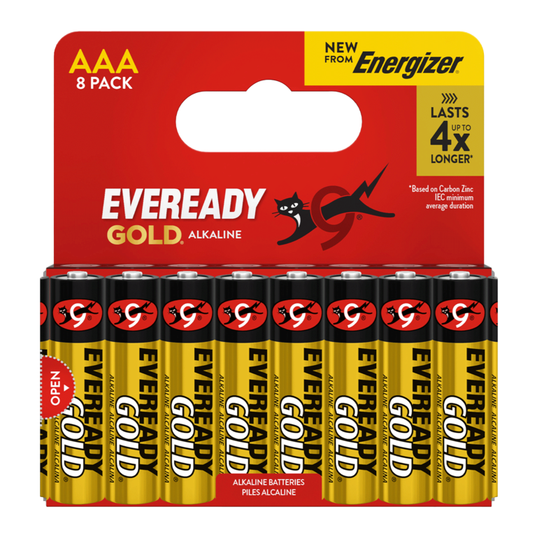 Eveready Gold AAA Batteries Card of 8