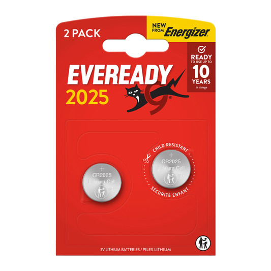 Eveready Lithium CR2025 Batteries Card of 2