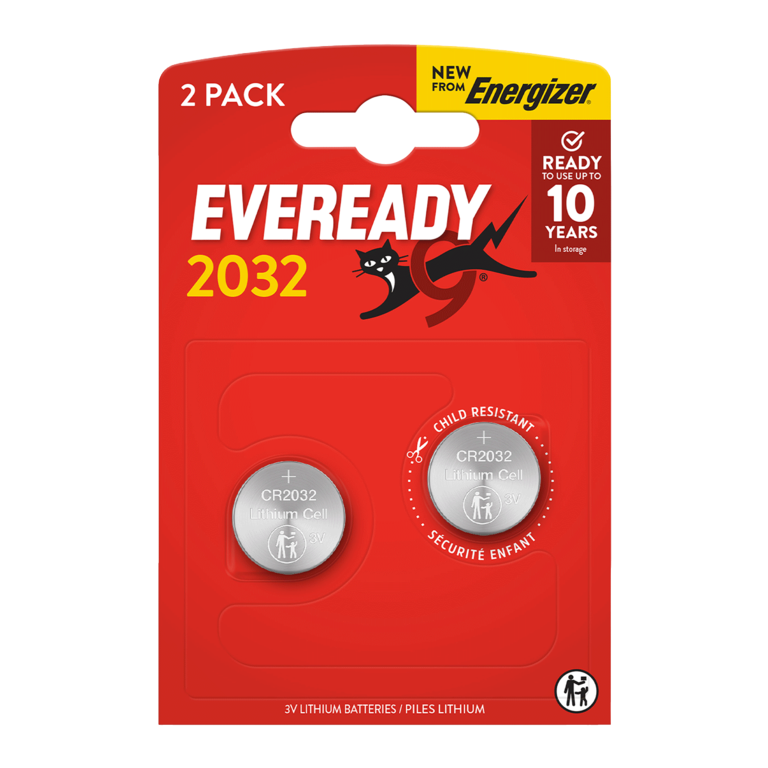 Eveready Lithium CR2032 Batteries Card of 2