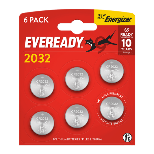 Eveready Lithium CR2032 Batteries Card of 6