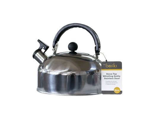 Basiks Stove Top Whistling Kettle 3L Stainless Steel