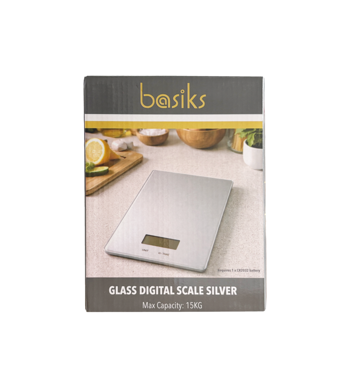 Basiks Glass Digital Scale Silver