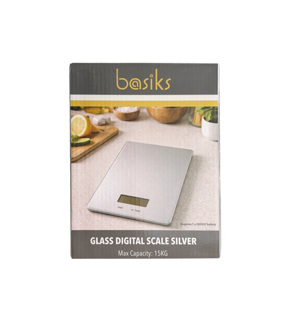 Basiks Glass Digital Scale Silver
