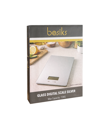 Basiks Glass Digital Scale Silver