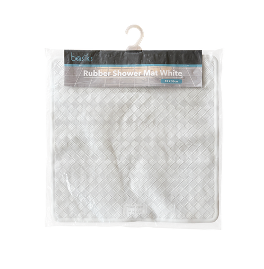 Basiks Rubber Shower Mat White 53 x 53cm