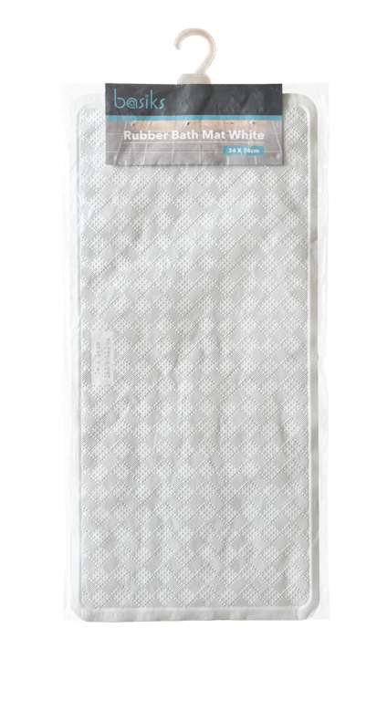 Basiks Rubber Shower Mat White 34 x 74cm
