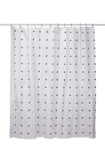 Croydex Shower Curtain 1800mm White, Black Squares & Dots