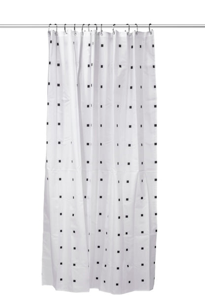 Croydex Shower Curtain 1800mm White, Black Squares & Dots