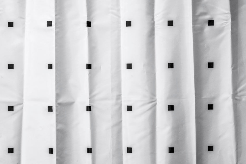 Croydex Shower Curtain 1800mm White, Black Squares & Dots