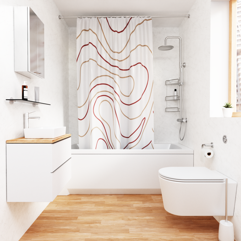 Croydex Shower Curtain 1800mm Pink Swirl