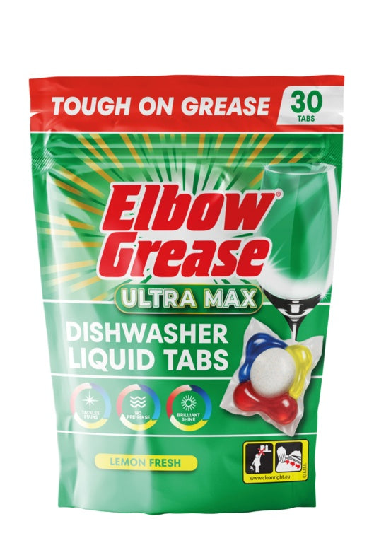 Elbow Grease Ultra Max Dishwasher Liquid Tab Lemon Fresh Pack 30