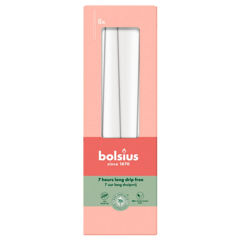 Bolsius Tapered Candles Cloudy White Box 8