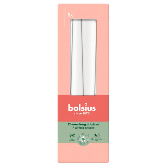 Bolsius Tapered Candles Cloudy White Box 8