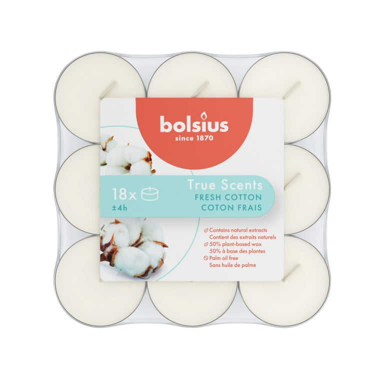 Bolsius Fragranced Tealight 4 Hour Pack 18 Fresh Cotton