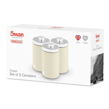Swan Townhouse Canisters Set Of 3 Cream 1.6L