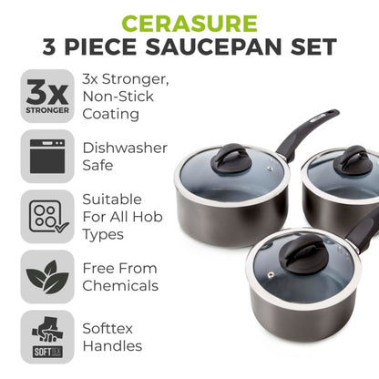 Tower Stainless Steel Saucepan Set 3 Piece