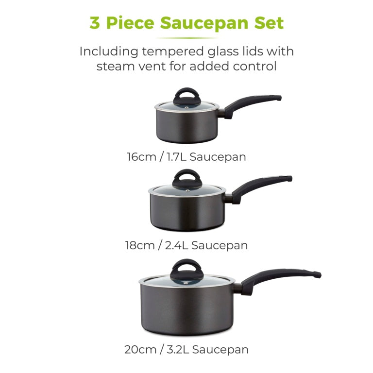 Tower Stainless Steel Saucepan Set 3 Piece