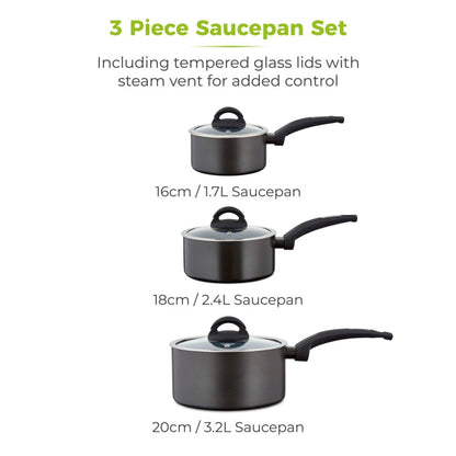 Tower Stainless Steel Saucepan Set 3 Piece