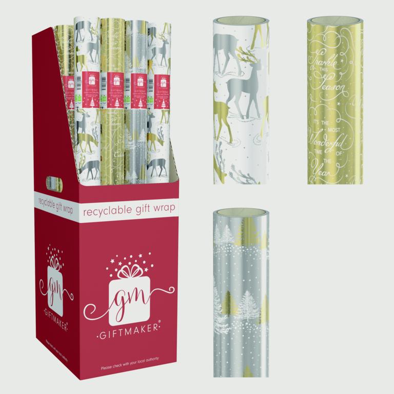 Giftmaker Metallics Wrap Assorted Designs 1.5m x 69cm