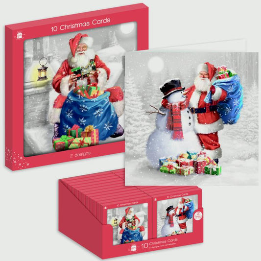 Giftmaker Traditional Outdoor Santa Christmas Cards Pack 10