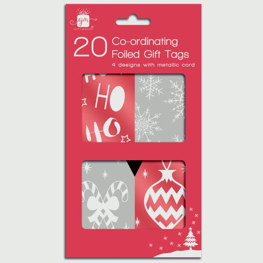 Giftmaker Co-ordinated Gift Tags Pack 20 Red & White