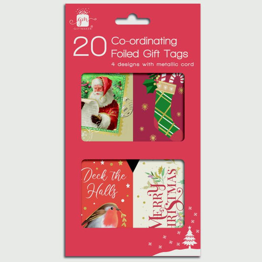 Giftmaker Co-ordinated Gift Tags Pack 20 Traditional