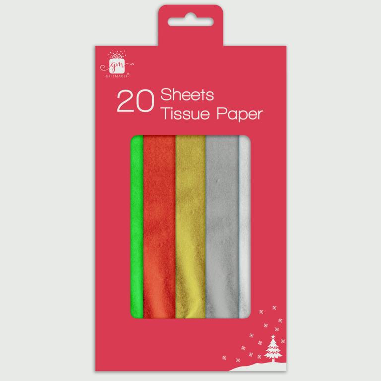 Giftmaker Tissue Paper 5 Colours 20 Sheets